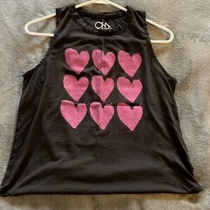 Chaser worn black with pink hearts tank top
Size smalll